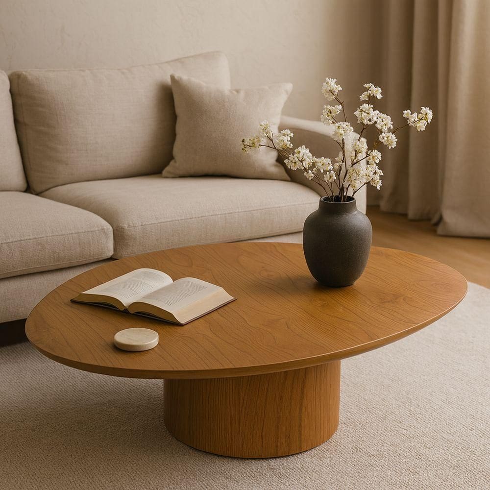 Mesa De Centro Formato Orgânico Moderna Acabamento Laminado