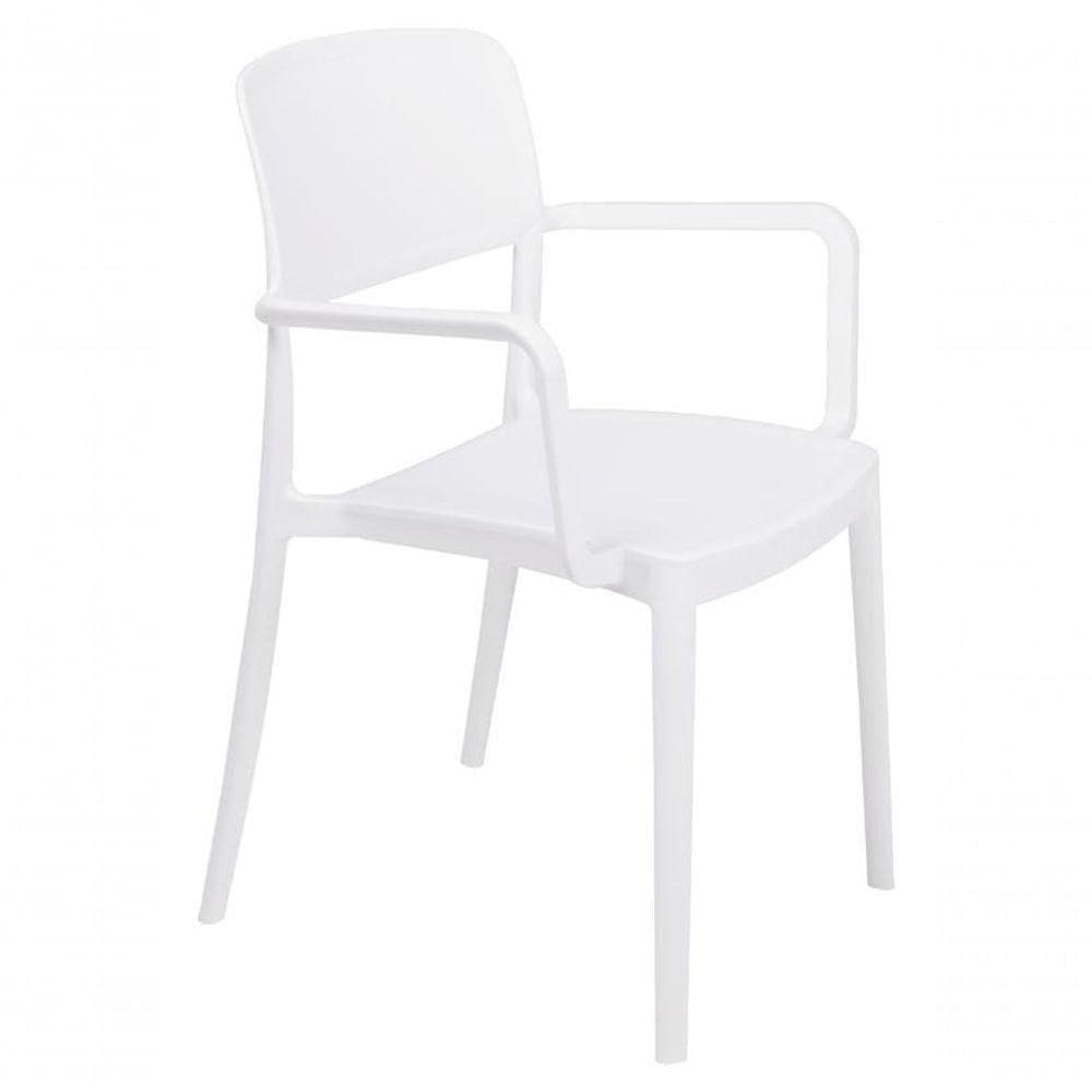 Cadeira Tramontina Marta Em Polipropileno Branca Com Braços