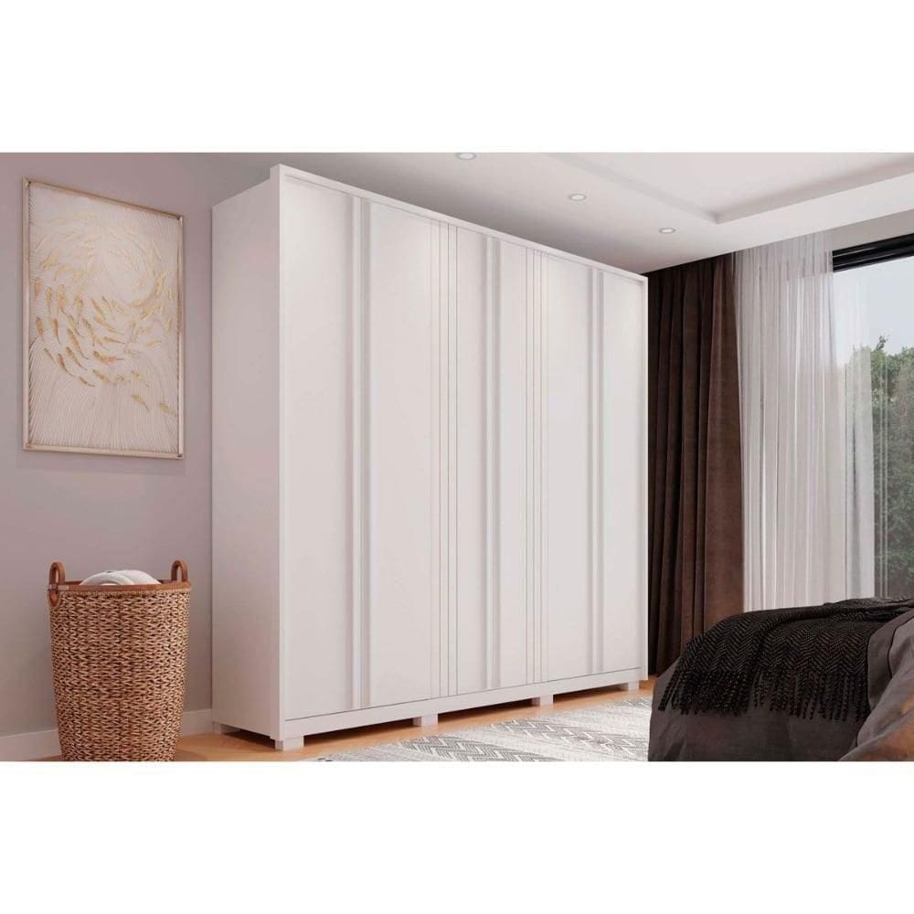 Guarda Roupa Casal 6 Portas E 4 Gavetas Mozart Branco Fosco - Caemmun