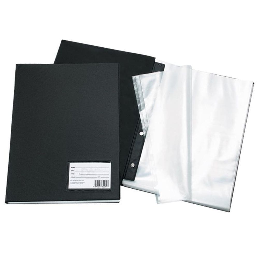 Pasta catálogo com visor 1090 Preto 50 envelopes plast Dac
