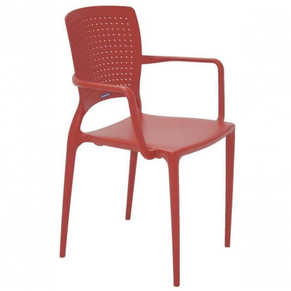 Cadeira Tramontina Safira Com Braços Vermelho