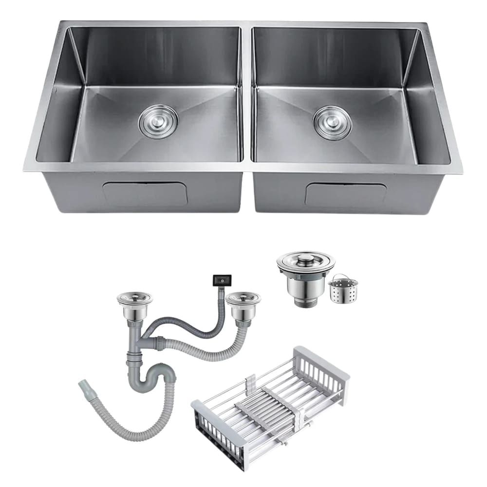 Cuba Gourmet Pia Dupla Inox Quadrada Cozinha Luxo 72x43 Com Acessórios