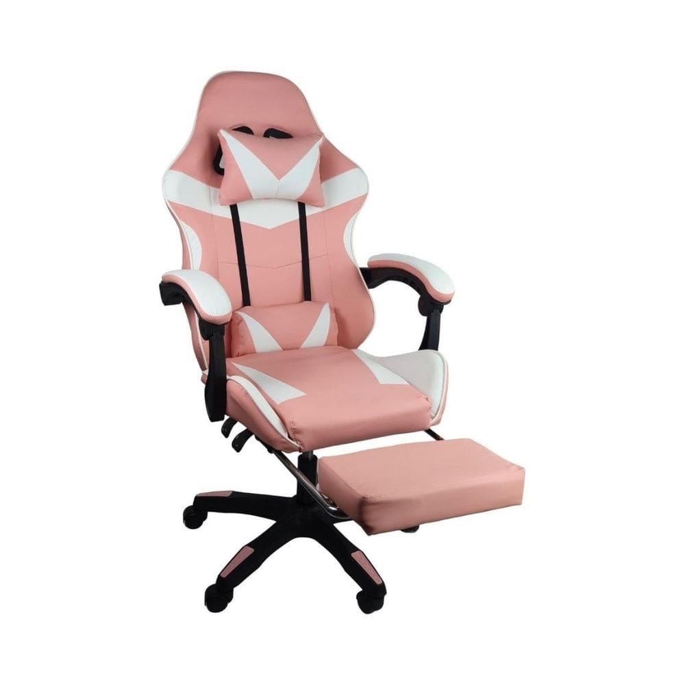 Cadeira Gamer Stillus Ergonômica Com Apoio Para Os Pés - Rosa chiclete