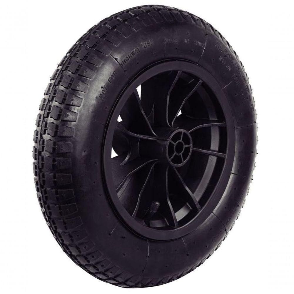 Roda Plástica Para Carrinho De Mão Tramontina Pneu Com Câmara 3.25-8” E Bucha