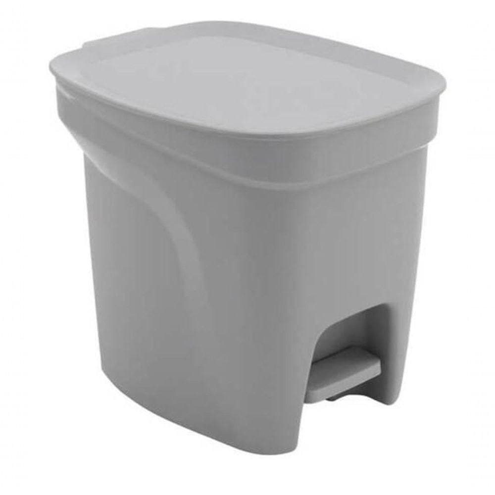 Lixeira Tramontina Compact Pedal Cinza Com Haste Em Aço Galvanizado 7 L