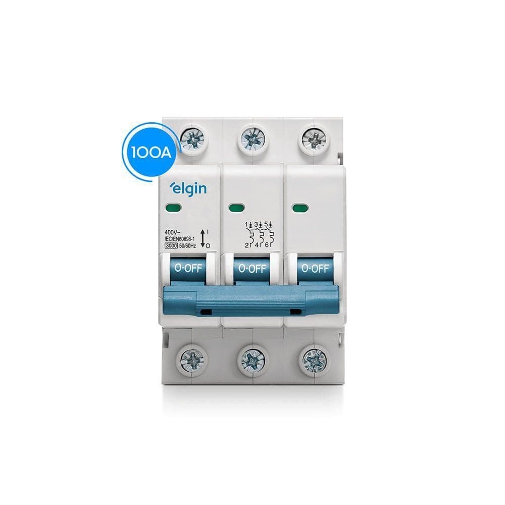 Mini Disjuntor 6KA MCB DP6-3C100 Tripolar 100A 3 Polos Bivolt