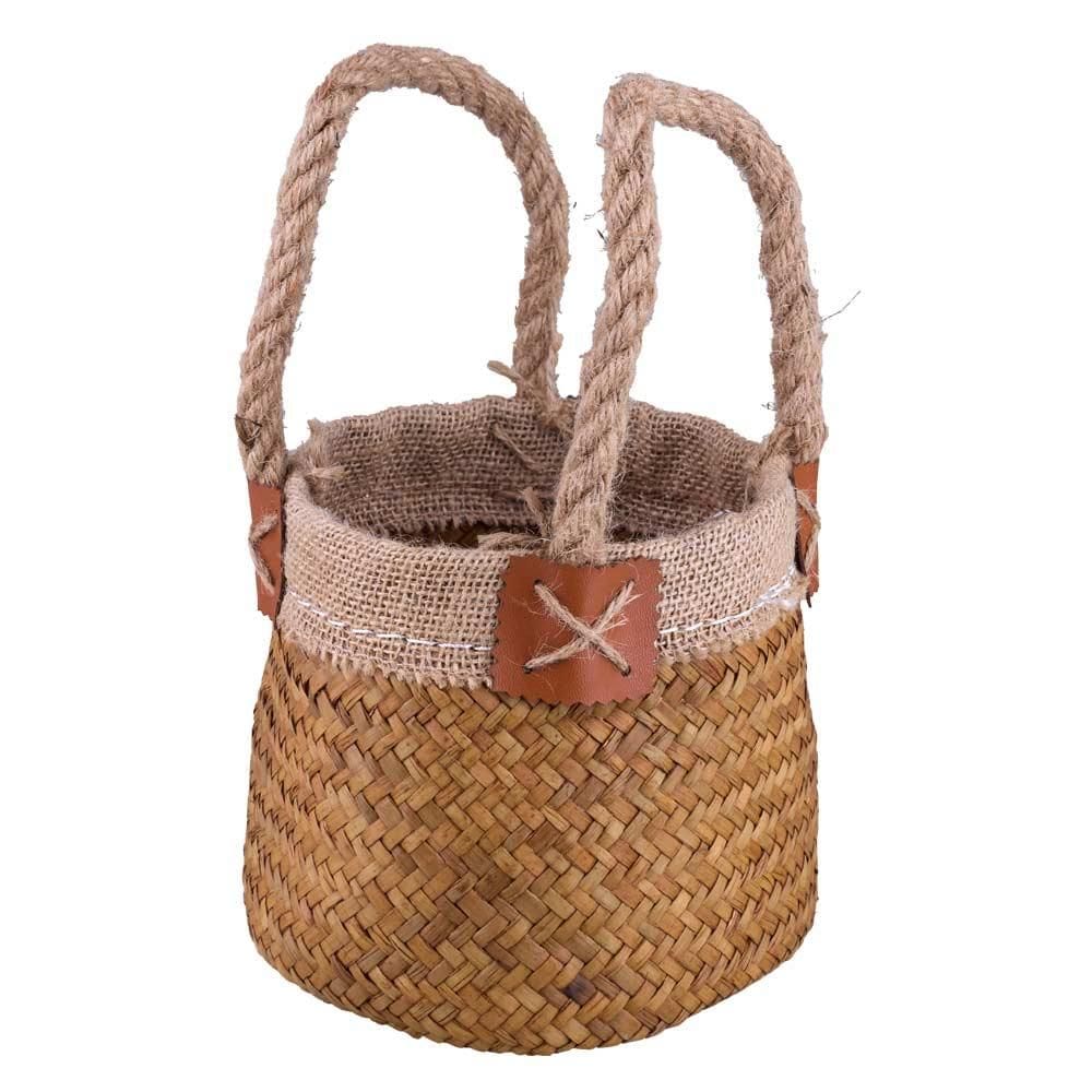 Cesto Redondo 16cm com Alças Fibra Natural Zukka Cazza