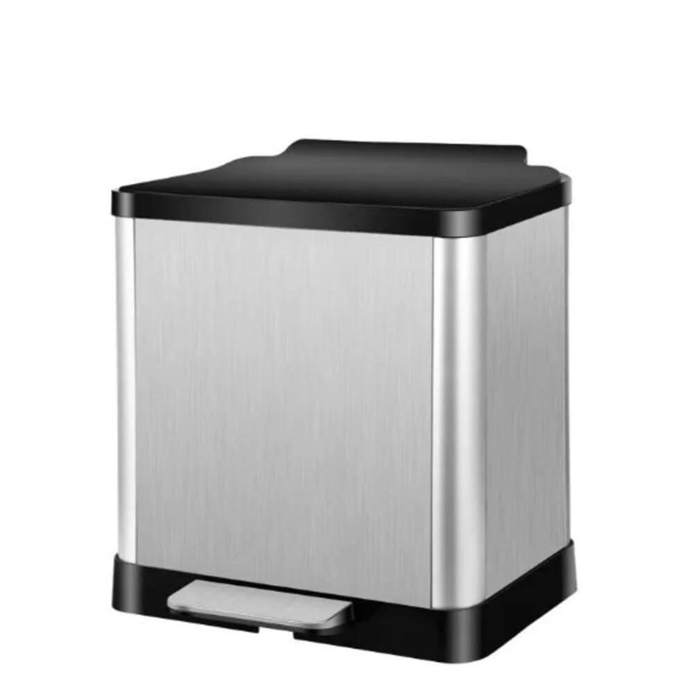 Lixeira Dupla Coleta Seletiva Inox 20 Litros Cesto Lixo 20l Balde Removível Grande Moderna Ecológico Pedal