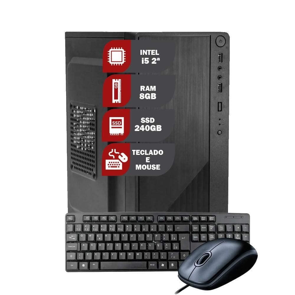 Pc Computador Cpu Core I5, Ssd 240Gb, 8Gb Ram, Teclado+Mouse