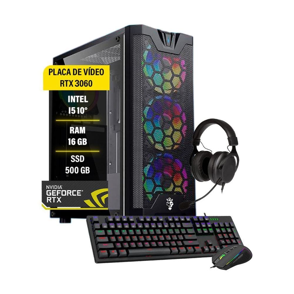 Pc Computador Gamer I5 10 16Gb Ram Ssd 500Gb Rtx 3060