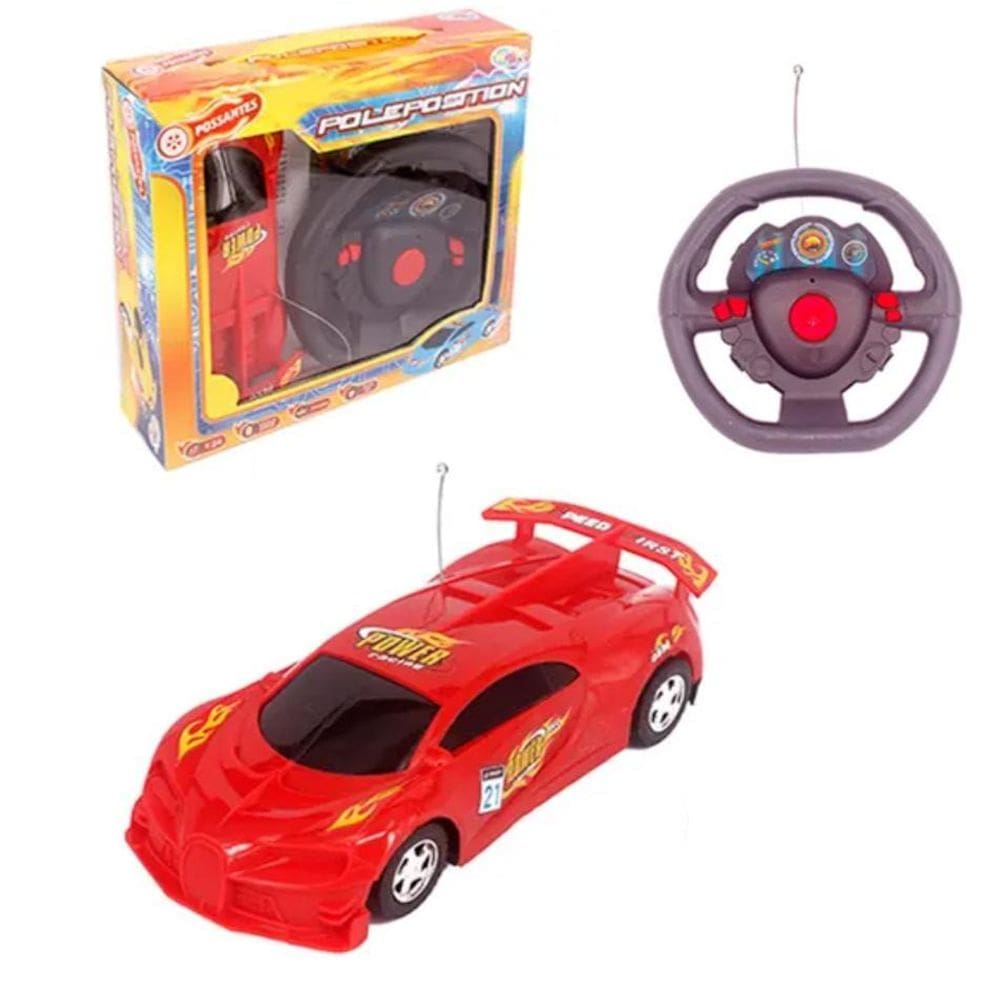 Brinquedo Carrinho Controle Remoto Volante Sem Fio Vermelho