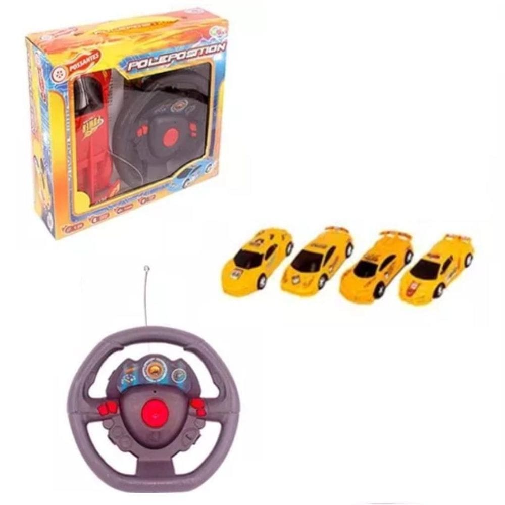 Brinquedo Carrinho Controle Remoto Volante Sem Fio Amarelo