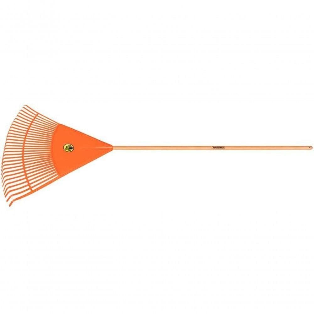 Vassoura Plástica Tramontina Laranja Com 30 Dentes E Cabo De Madeira 120cm