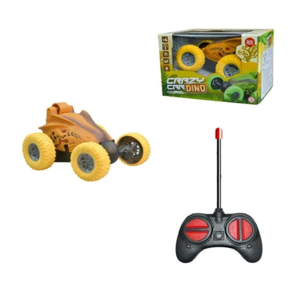 Brinquedo Carrinho Controle Remoto Gira 360 Amarelo Dino