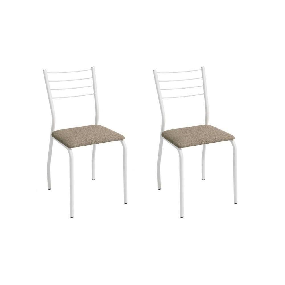 Cadeira Sala De Jantar Malta 2c140br Aço Kit 2 Un Branco/boucle Bege Fendi - Kappesberg