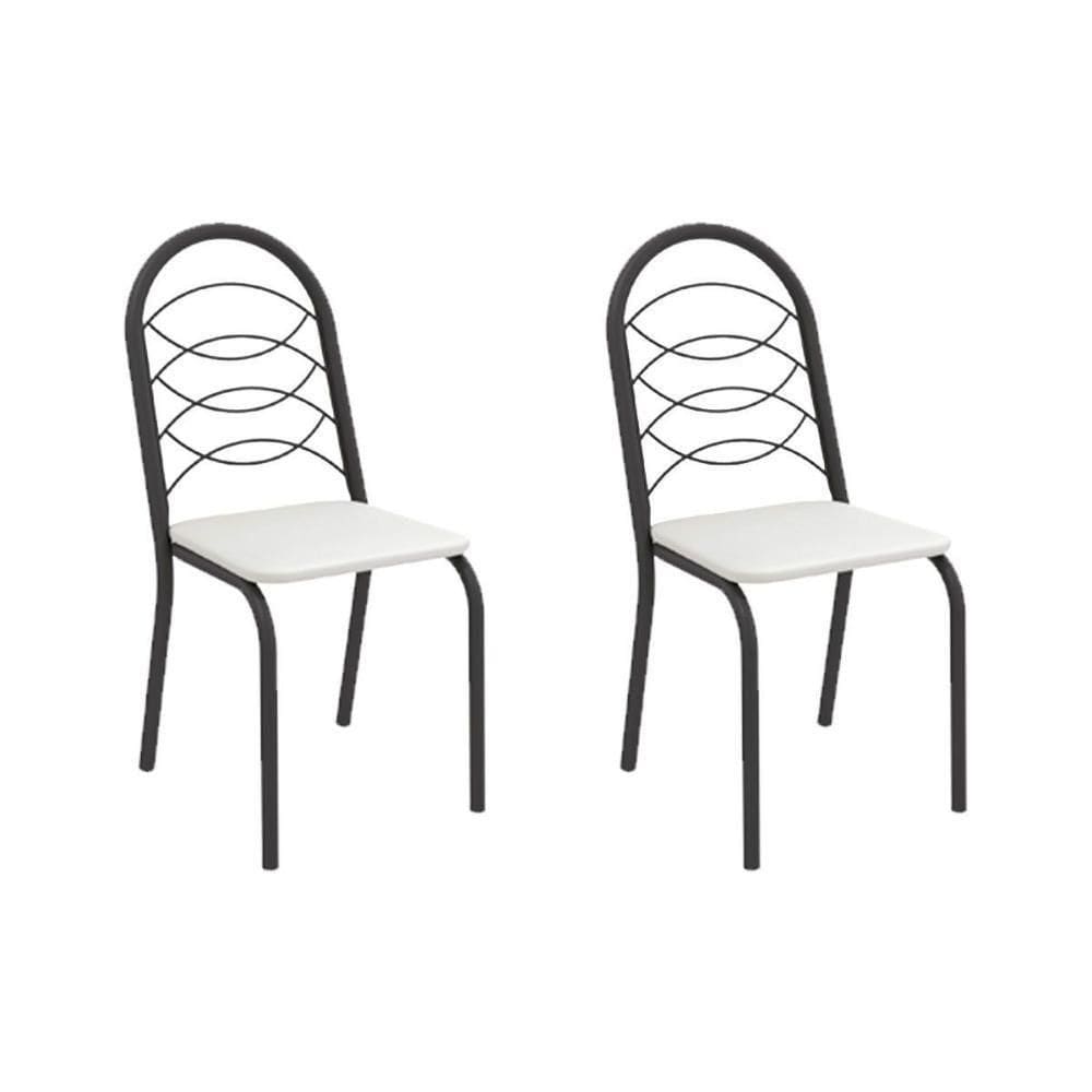 Cadeira Sala De Jantar Holanda 2c009prf Aço Kit 2 Un Preto/ano Branco - Kappesberg
