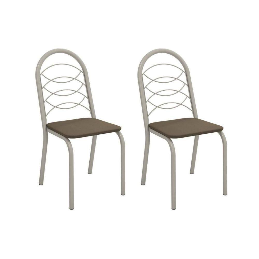 Cadeira Sala De Jantar Holanda 2c009nk Aço Kit 2 Un Niquel/suede Cappuccino - Kappesberg