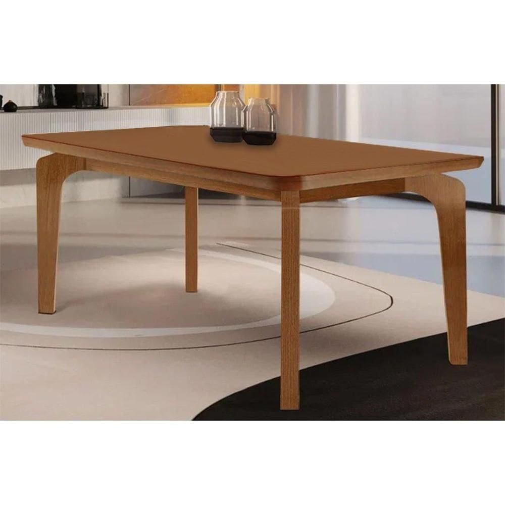 Mesa De Sala Jantar Londrina C/ Tampo Madeirado C/ Canto Curvo 180x90cm Naturale/naturale - Rufato