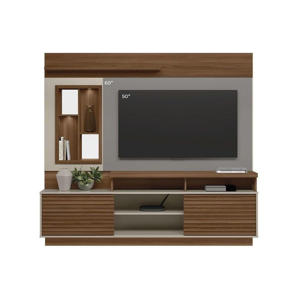 Home P/ Tv Até 60 Pol Eldorado C/ 2 Portas E 2 Prateleiras 181x200cm Jatoba/off White - Linea Brasil
