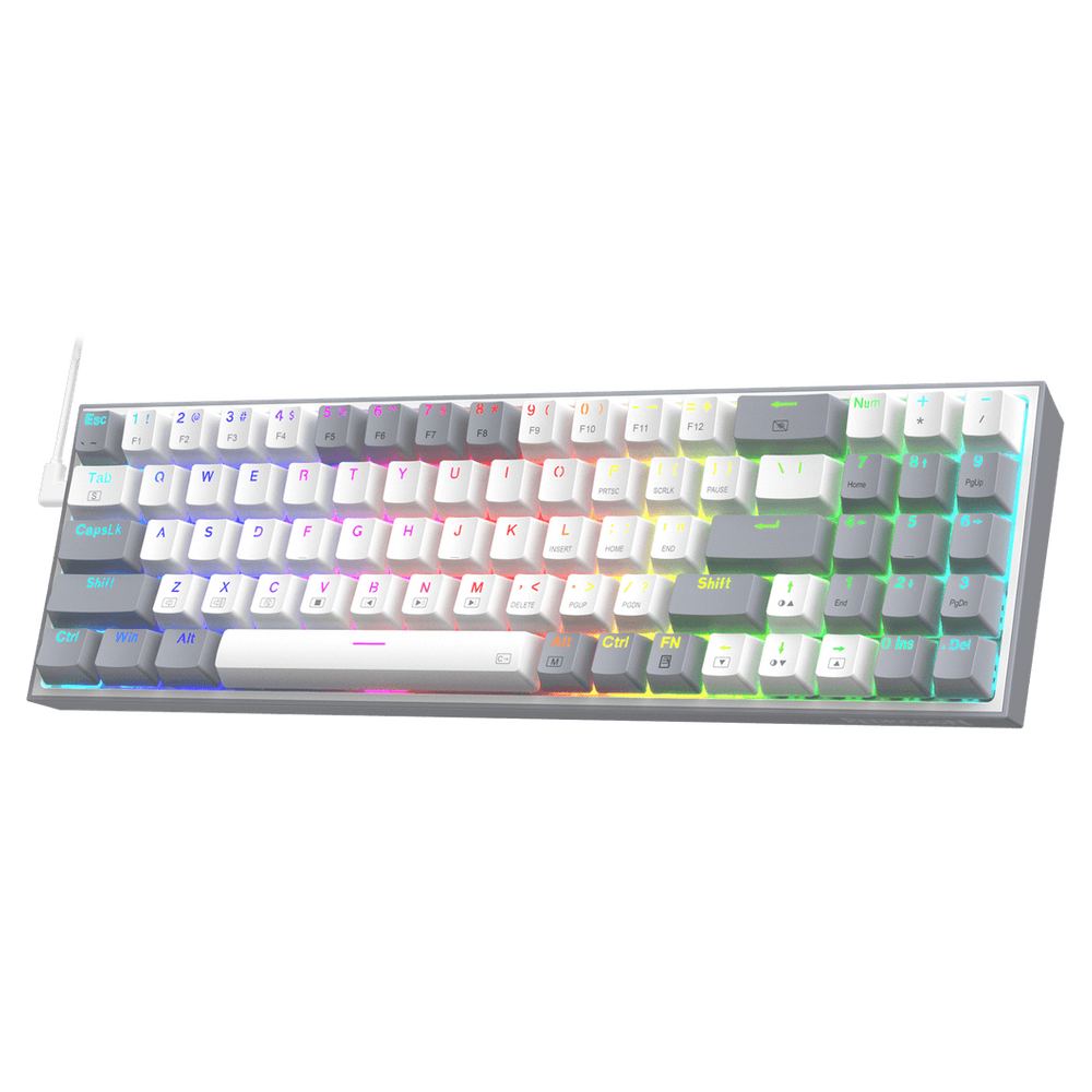 Teclado Gamer Redragon K628WG-RGB Pollux RGB USB - Branco