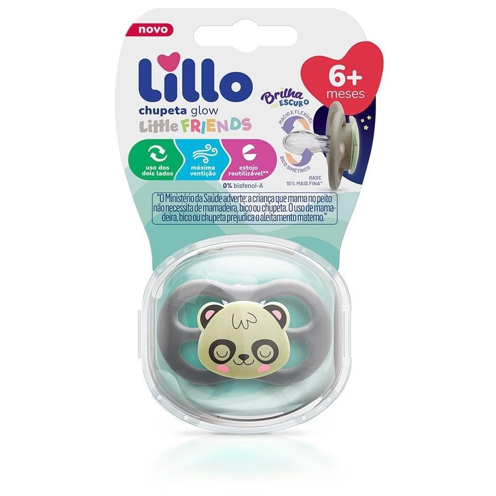 Chupeta Lillo Little Friends Glow Simetrica Silicone Tamanho 2 Neutra