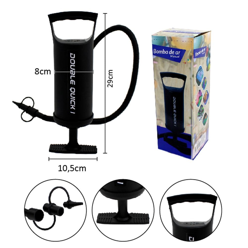 Bomba De Ar Manual Com 3 Bicos Adaptadores Para Infláveis Top