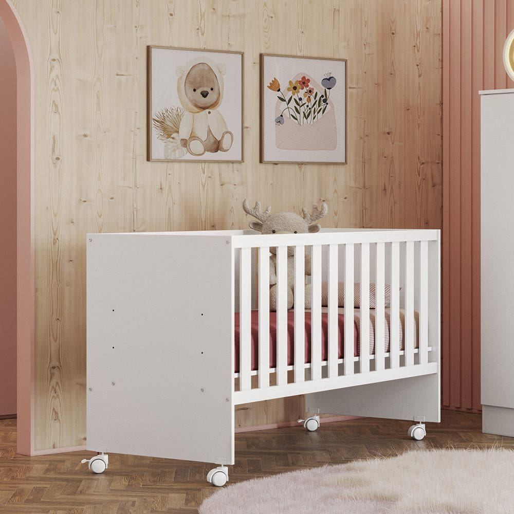 Berço Reto com Rodizio Doce Sonho Qmovi