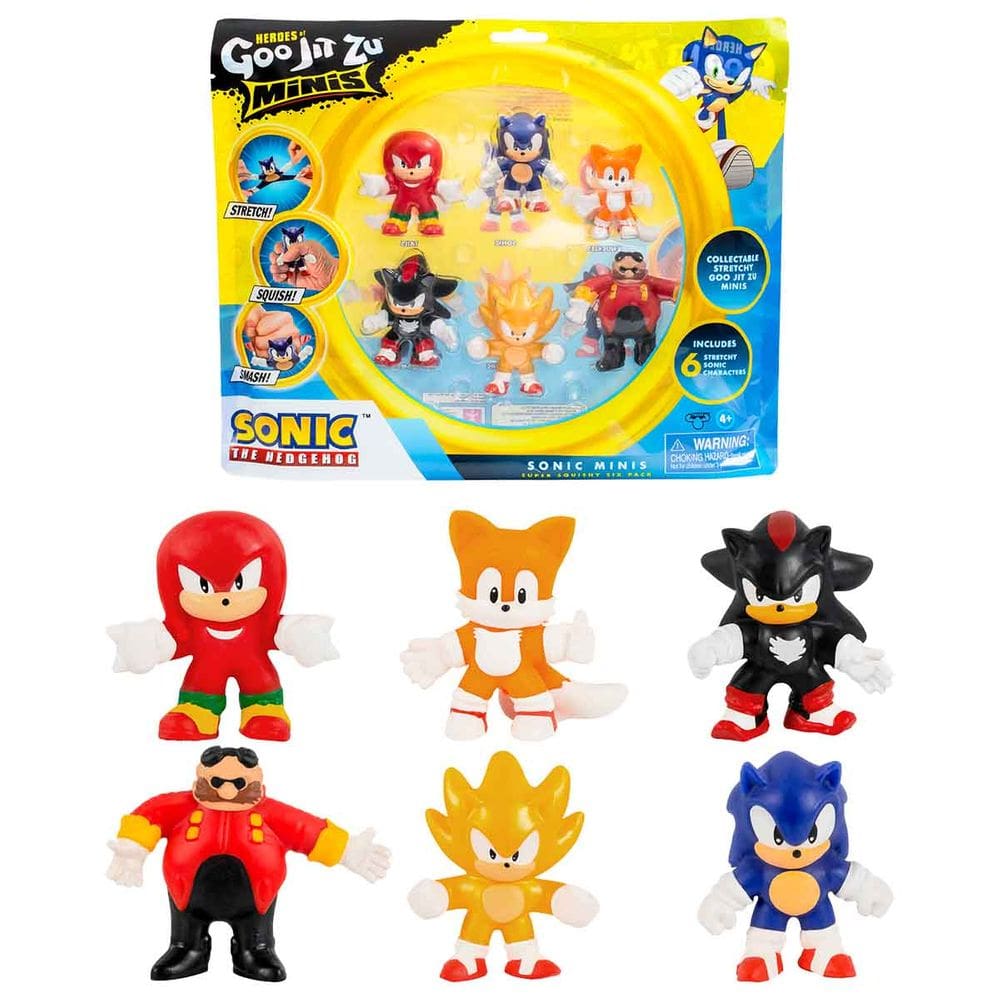 Pack Com 6 Mini Bonecos Elásticos Do Sonic - Goo Jit Zu