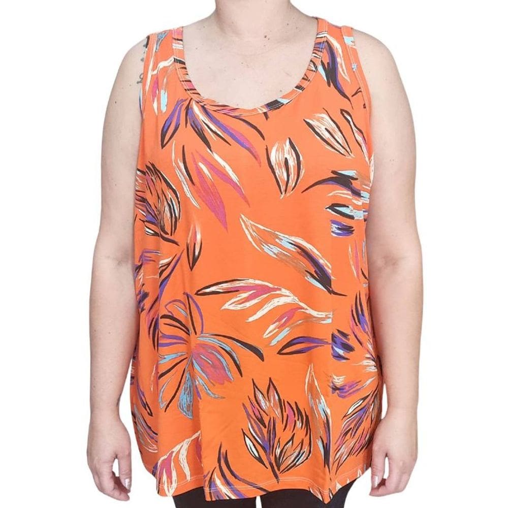 Regata Feminina Raio de Luz Estampada Plus Size Laranjada