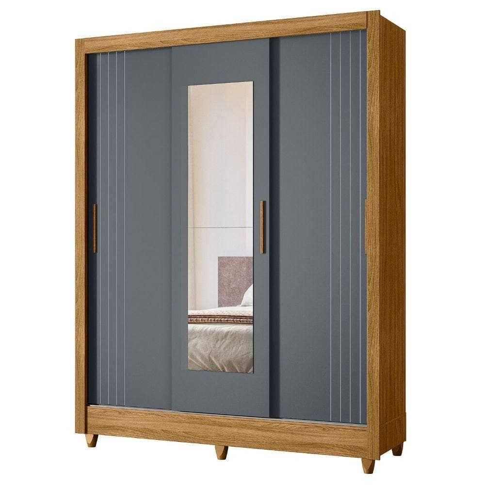 Guarda Roupa Casal 3P Espelho 164 cm Bolivia Moval