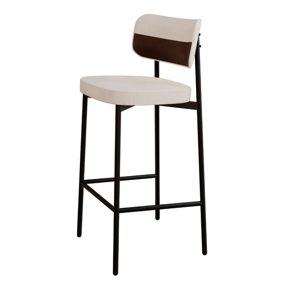 Banqueta Alta Alloa Corriente Palha- Courino Whisky - Est. Preta Corriente Palha - Courino Whisky