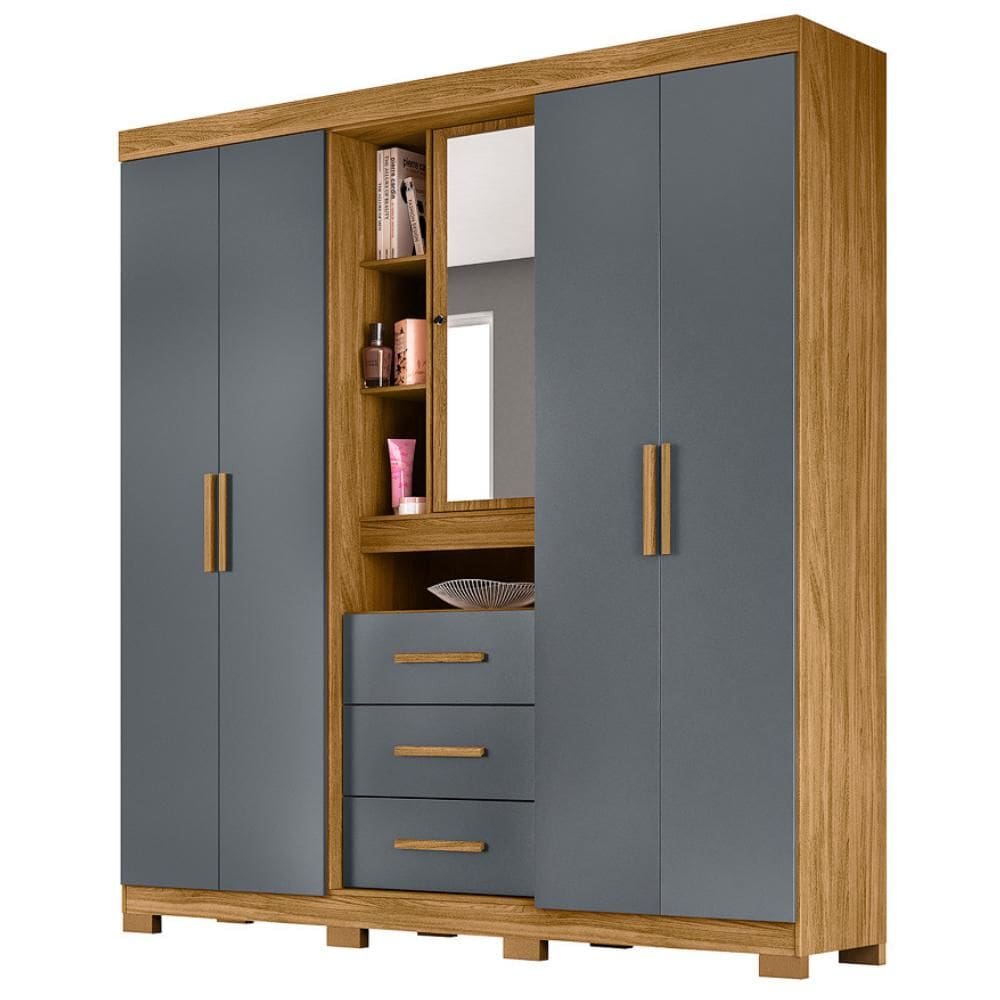 Guarda Roupa Casal 5P Espelho 195 cm Eldorado Moval