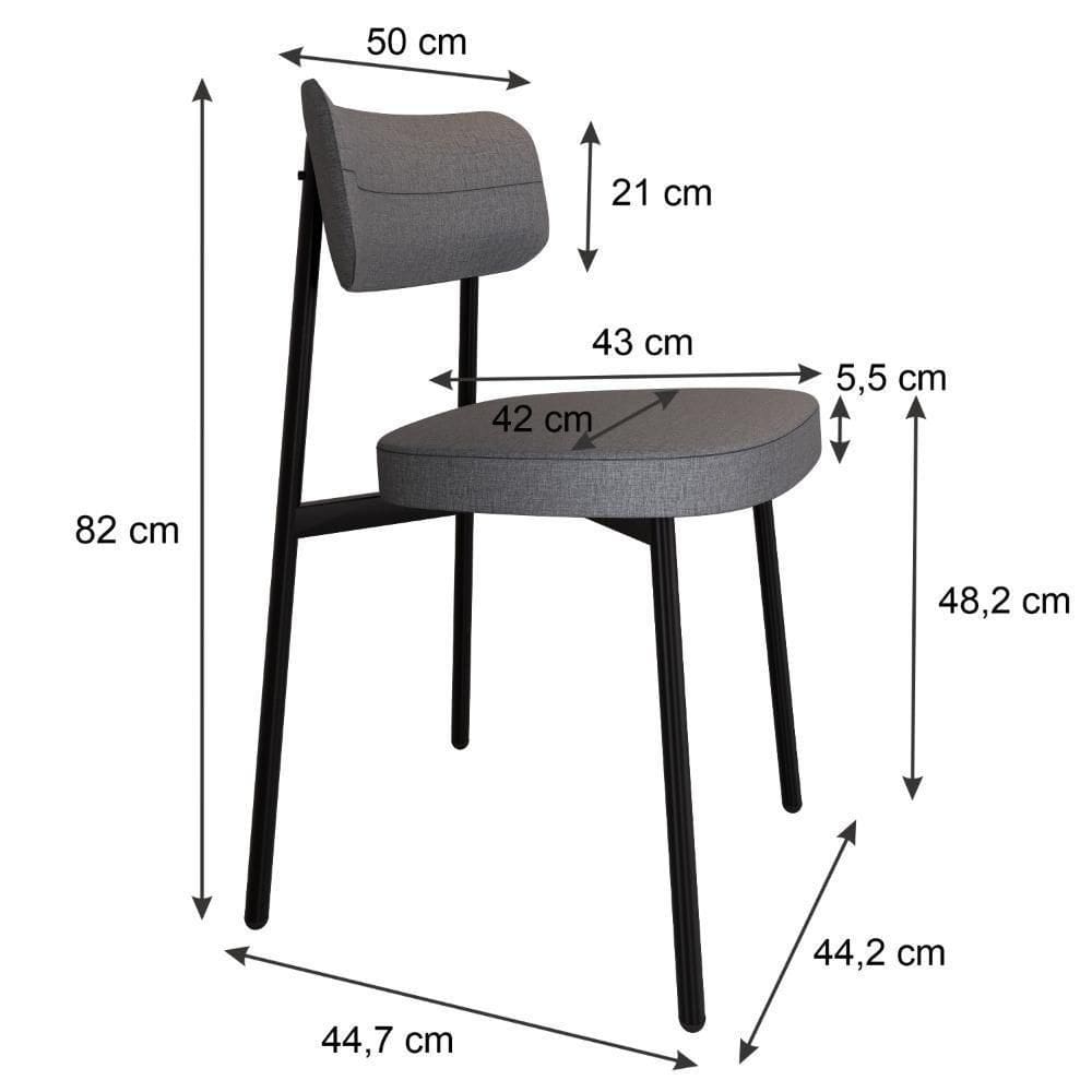 Cadeira Alloa Fixa Com 4 Pés 50 X 44,7 X 83,8 Cm Com 4 Un. Corriente Cinza