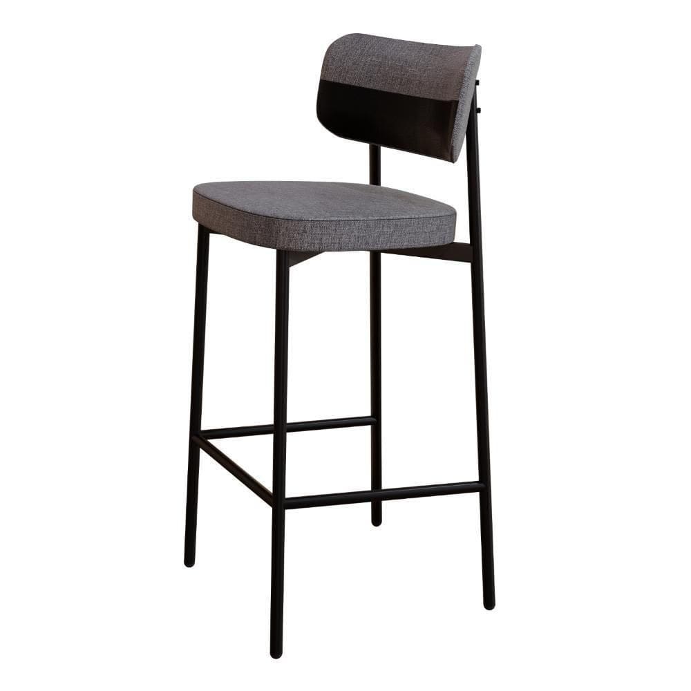 Banqueta Alloa Fixa Com 4 Pés 50 X 44,7 X 103,5 Mm Com 1 Un. Corriente Cinza - Courino Preto