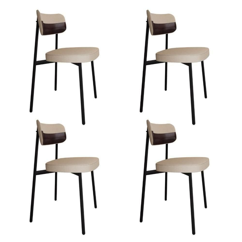 Cadeira Alloa Fixa Com 4 Pés 50 X 44,7 X 83,8 Cm Com 4 Un. Corriente Areia- Courino Café