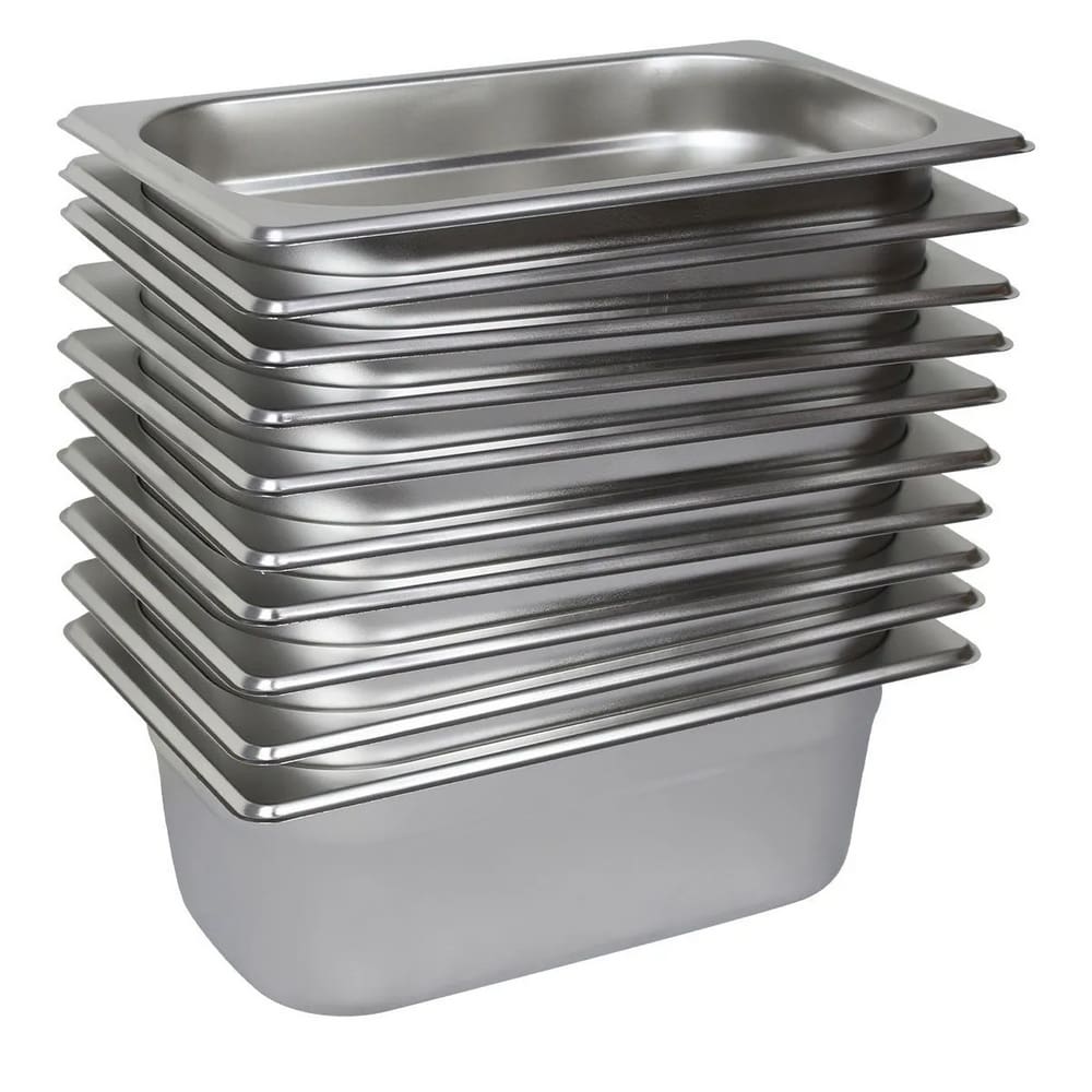 10 Cubas Gastronômica Buffet GN 1/4 100mm Aço Inox Sem Alça
