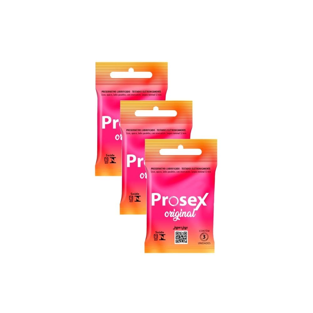 Kit 3 Preservativo Prosex autêntico Lubrificado 3 Unidades