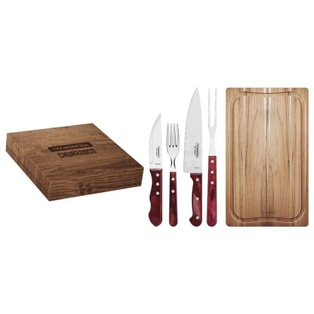 Conjunto para Churrasco Tramontina 15 Peças Polywood Vermelho