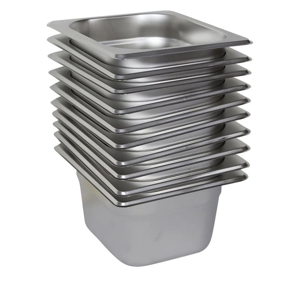 10 Cubas Gastronômica Buffet GN 1/6 65mm Aço Inox Sem Alça
