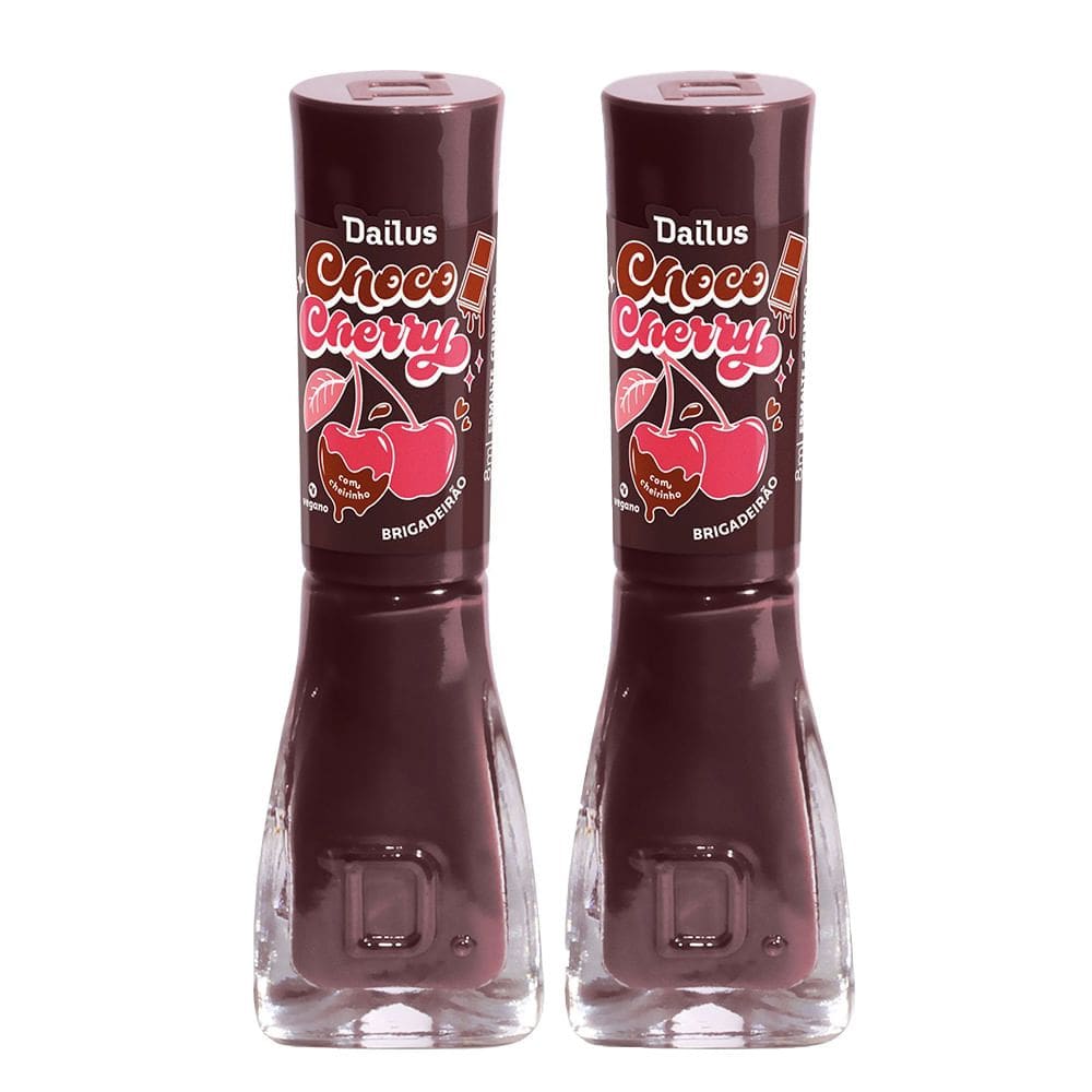 Kit 2 Esmalte Dailus Choco Cherry Cremoso Cor Brigadeirão 8ml