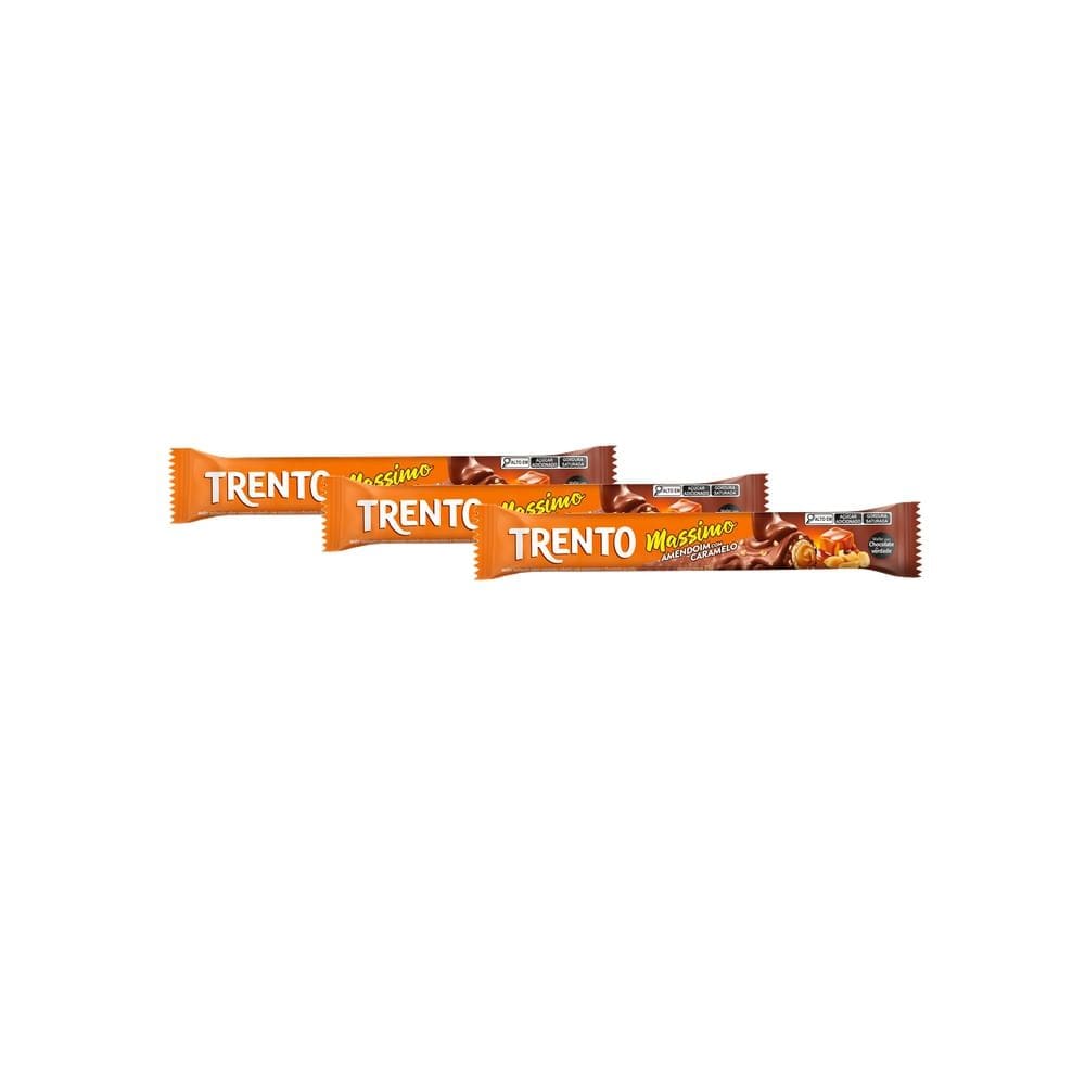 Kit 3 Chocolate Trento Massimo Amendoim Com Caramelo 25g