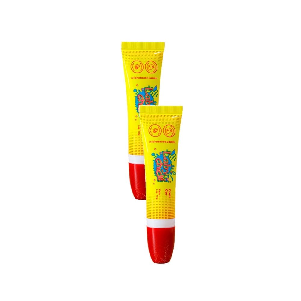 Kit 2 Hidratante Labial Laby Chiclé com Cor Sabor Morango 10g