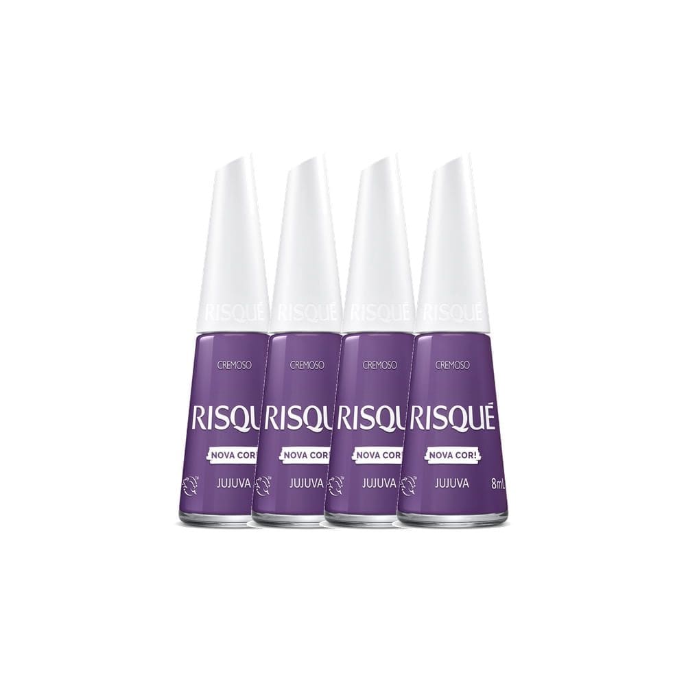 Kit 4 Esmalte Risqué Nova Cor Cremoso Cor Jujuva 8ml