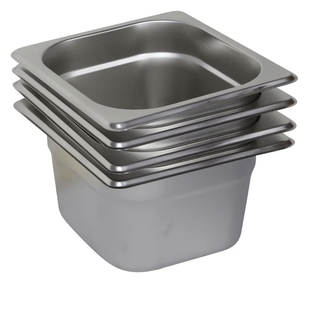 4 Cubas Gastronômica Buffet GN 1/6 65mm Aço Inox Sem Alça