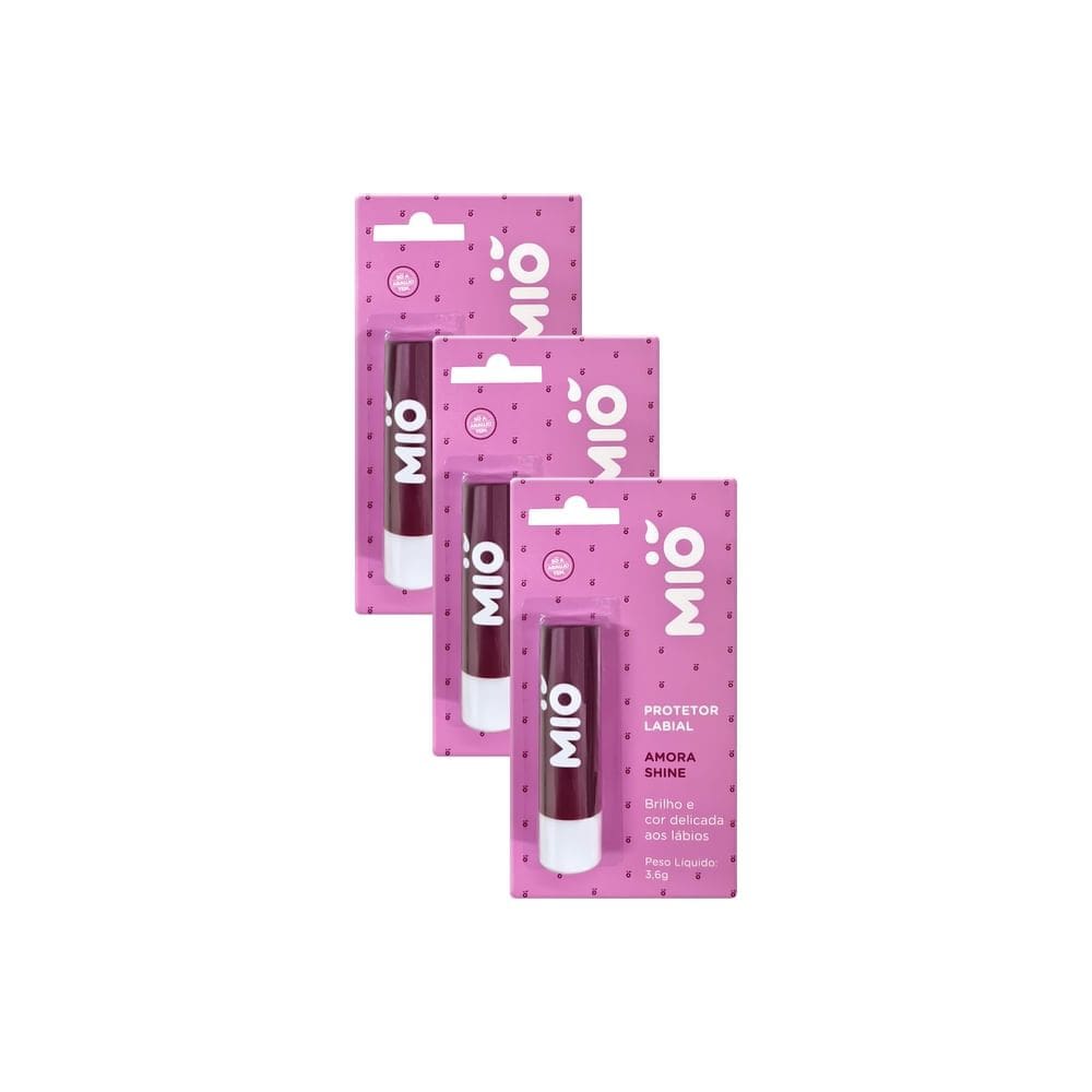 Kit 3 Protetor Labial Mió Sabor Amora Shine 3,6g