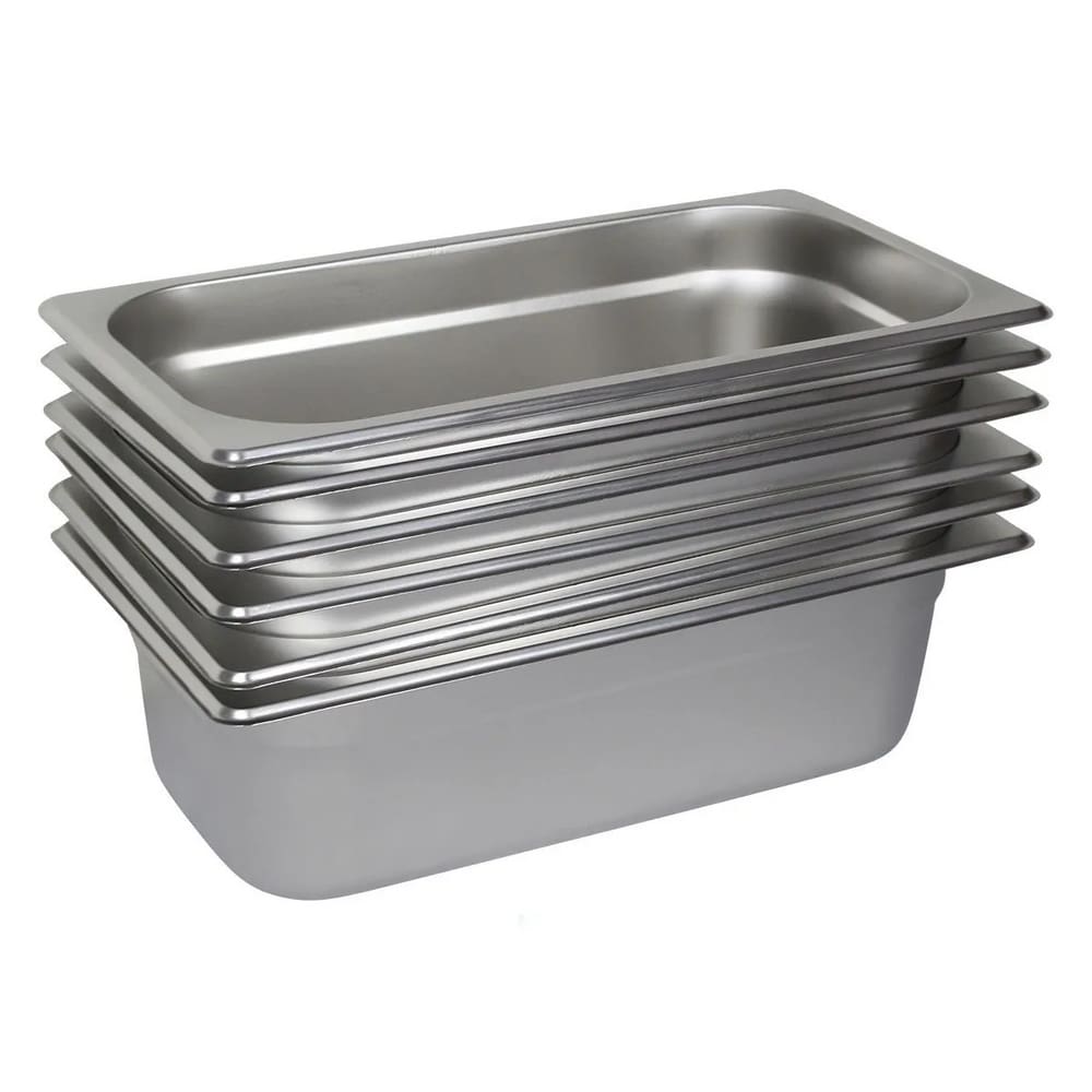 6 Cubas Gastronômica Buffet GN 1/3 150mm Aço Inox Sem Alça