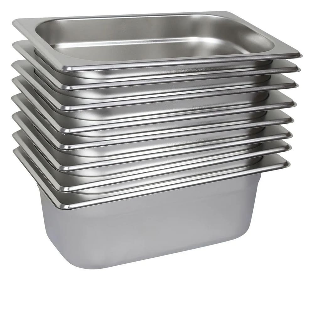8 Cubas Gastronômica Buffet GN 1/4 100mm Aço Inox Sem Alça