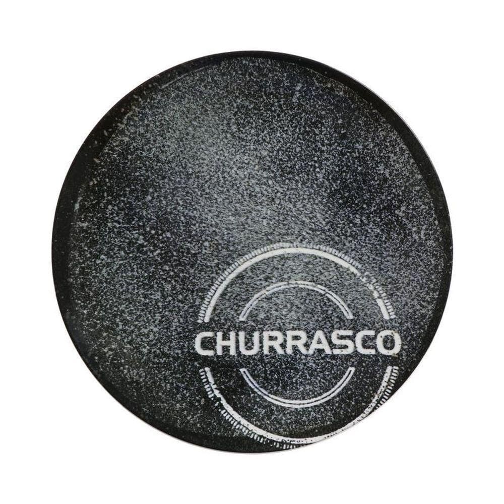 Prato Raso Tramontina Churrasco Carbon 25cm Em Porcelana Decorada