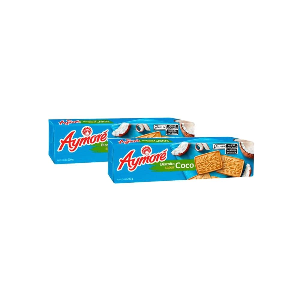 Kit 2 Biscoito Aymoré Coco com 200g