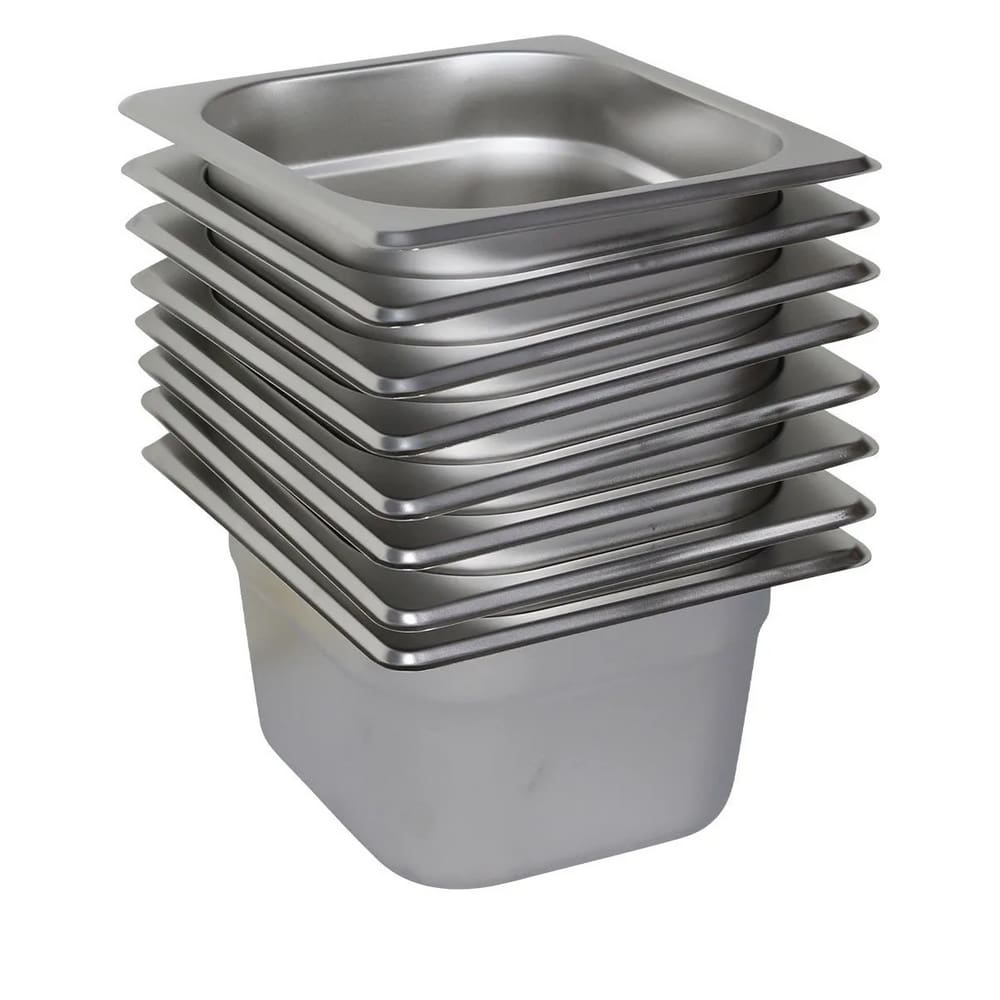 8 Cubas Gastronômica Buffet GN 1/6 65mm Aço Inox Sem Alça